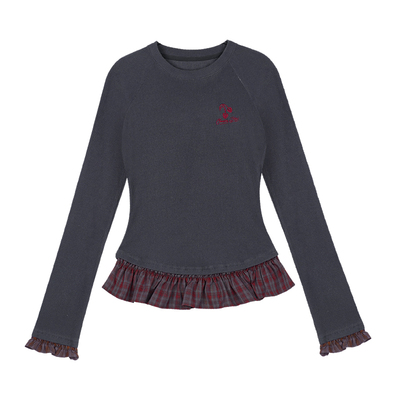 SagiDolls少女斗志*2025情人节特别款*爆辣御姐红格拼接修身T恤春