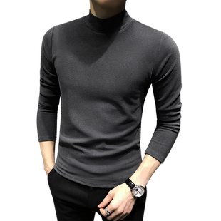 冬季半高领双面德绒男士打底衫高级2025新款保暖长袖t恤修身内搭
