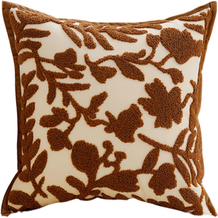 美拉德风靠枕客厅沙发靠背法式奶油风抱枕套中古风棕色靠垫含芯