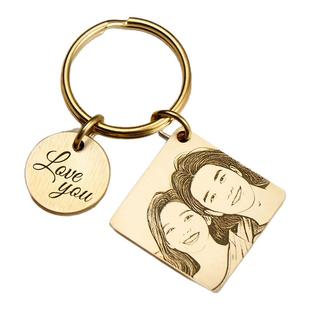 生日礼物照片定制DIY老公男朋友钥匙扣挂件新年纪念实用情侣一对
