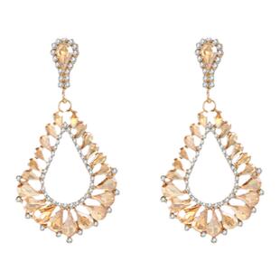 【蜜桃茶】千金party~闪锆金色镂空耳环女高级感轻奢贵气夸张耳饰