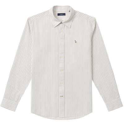 【早春系列】Hazzys哈吉斯男士纯棉条纹长袖衬衫休闲衬衣外套上衣