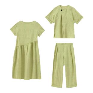 JNBYHOME江南布衣春夏简约含棉麻睡衣连衣裙家居服睡衣女柔软格纹