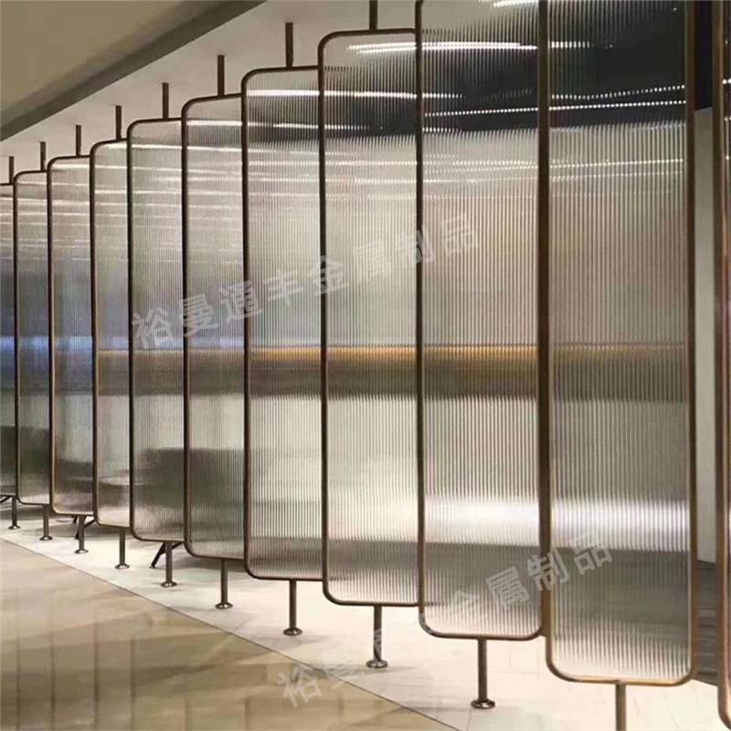 餐厅饭店售楼部客厅现代简约磨砂钢化艺术玻璃屏风隔断墙多功能