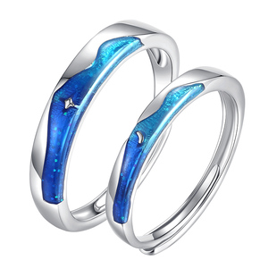 海誓山盟办婚礼对戒情侣款纯银戒指一对男女轻奢学生高级感礼物