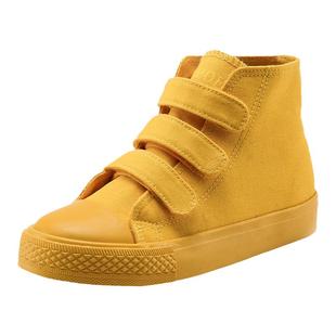 儿童春季新款帆布鞋白色学生童鞋纯白波鞋学校女童男童高帮魔术贴