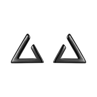 925纯银黑色三角形耳钉女养耳洞设计感小众独特耳环ins冷淡风耳饰