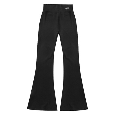 女童黑色喇叭裤秋冬2025新款大童高腰弹力春秋微喇裤女孩加绒裤子