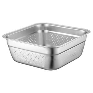 不锈钢方盆洗菜盆汤盆快餐盆米筛冲孔方形漏盆沥水盆面盆麻辣烫碗