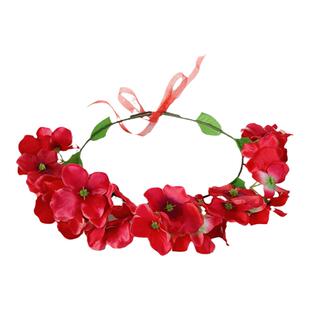 花环头饰仿真百合花森系超仙红色草帽配饰发箍伴娘海边毕业季拍照