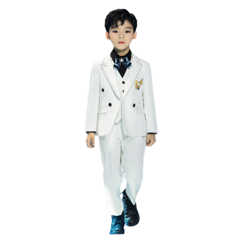 喜绒兔男童礼服白色英伦儿童西装