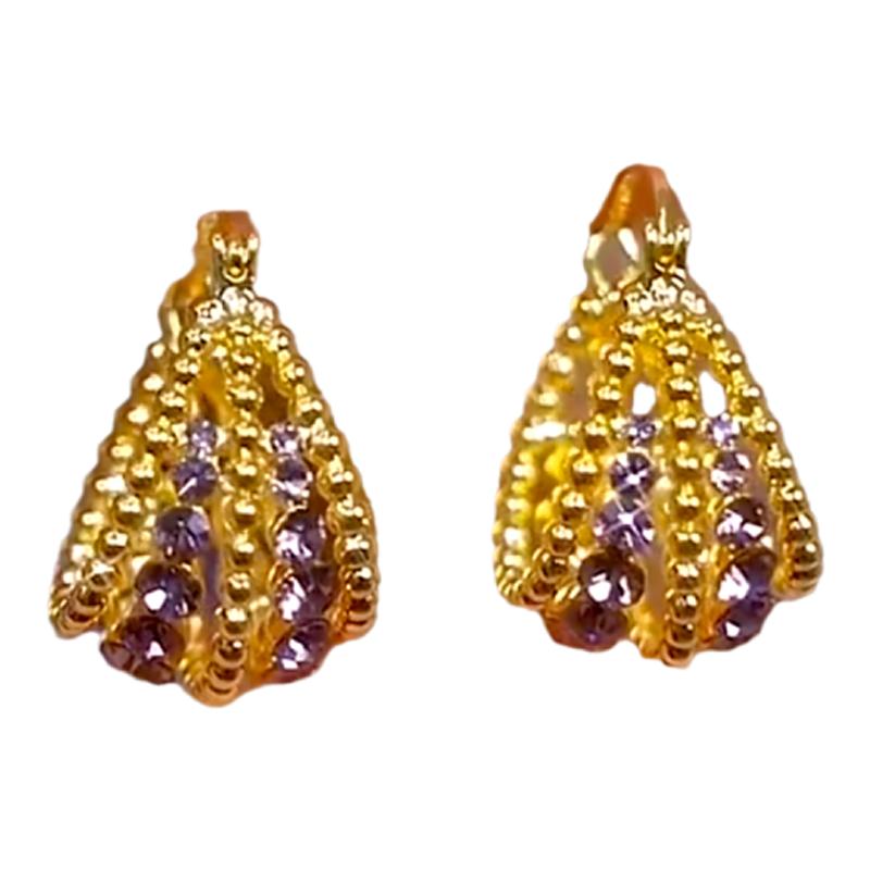 2024新款轻奢紫色锆石水晶耳环超仙奢华小众设计款法式气质耳扣款