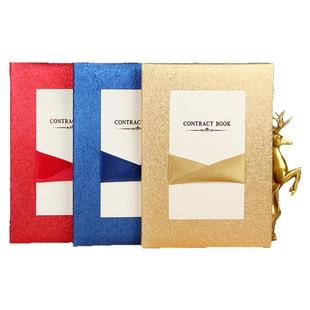 红色直面商务签约仪式本高档战略合作签约书皮合同夹合约夹空白