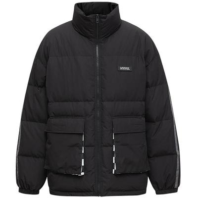 拼接短款羽绒服美特斯邦威男宽松