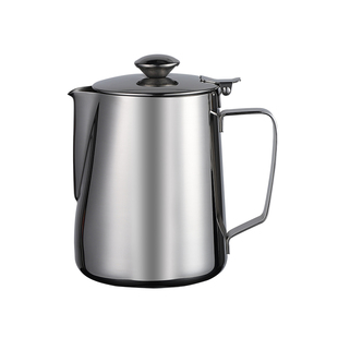 不锈钢拉花杯尖嘴带盖花式拉茶壶加厚咖啡拉花缸2000ml奶泡杯器具