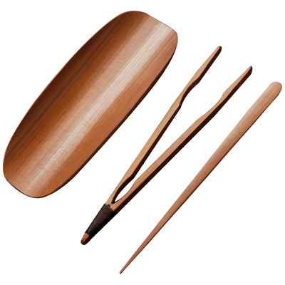 竹制茶则茶道三件套垫茶席茶夹