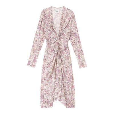 MARANT ETOILE2025 ZELIHA法式深V印花长袖迷笛连衣裙女