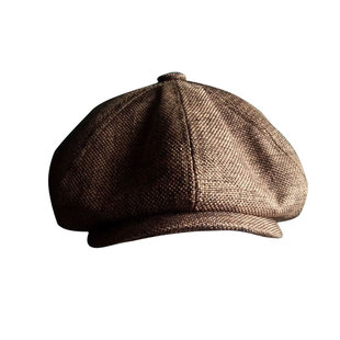浴血黑帮春秋四季保暖舒适贝雷帽英伦复古宽檐仿麻料咖啡色八角帽