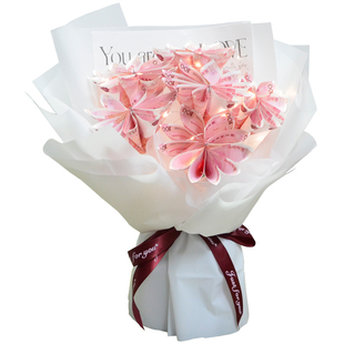 生日礼物有钱花花束diy材料半成品免包装 现金人民币百元花束壳