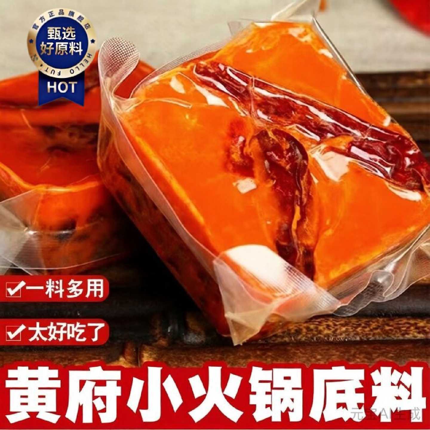 1772人收藏黄府小方块四川火锅底料商用鲜香牛油麻辣烫单人分装独