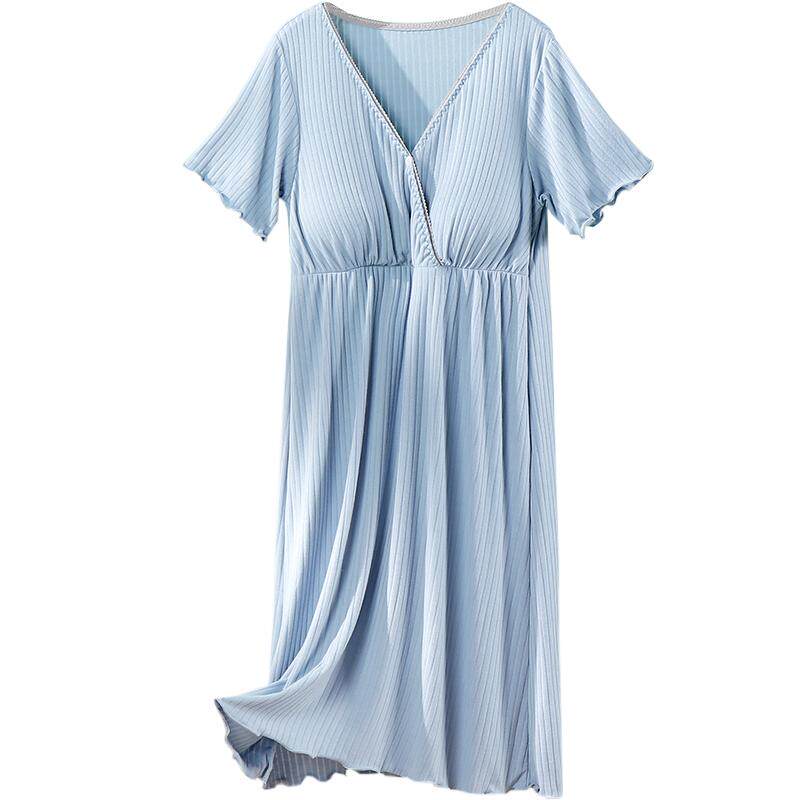 哺乳衣睡裙夏季薄款孕妇裙大码喂奶衣产妇月子服哺乳期产后家居裙