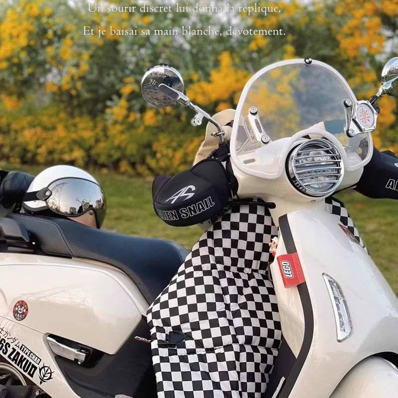 NS125LA防风被维多利亚150加改装棋盘格黑白车头挡风被挡风罩冬季