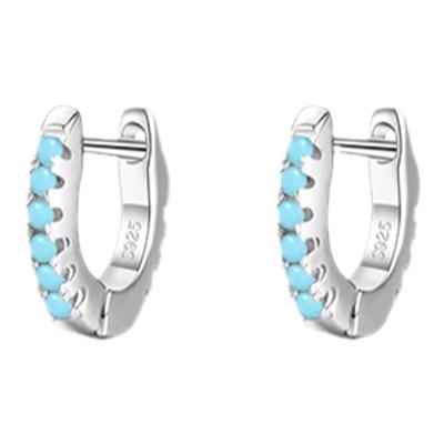 s925纯银绿松石迷你百搭时尚耳圈