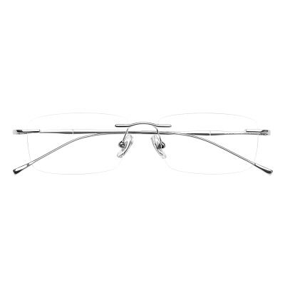 超轻纯钛无边框眼镜女款可配度数