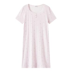曼妮芬棉质生活软棉棉睡衣女夏季短袖舒适家居服棉莫代尔吊带睡裙