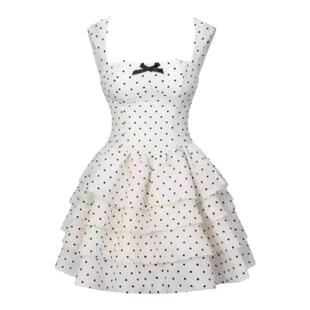 法式波点甜美可爱蓬蓬裙温柔少女收腰公主风富家千金连衣裙蛋糕裙