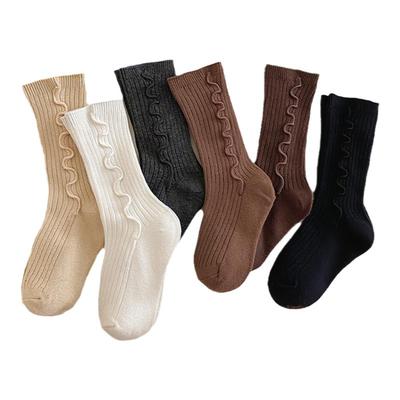 复古风纯棉四季通用纯色女童袜子