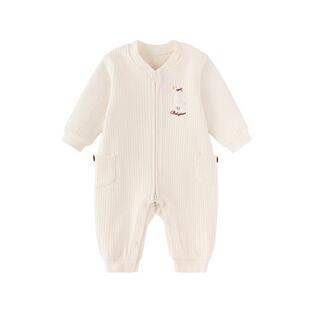 babylove婴儿连体衣春秋季哈衣爬服宝宝简约薄夹棉衣服休闲外出服