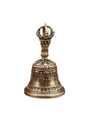 纯黄铜降魔杵铃铛三清手摇铃实心