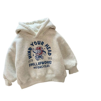 男童加绒卫衣秋冬季韩版连帽上衣