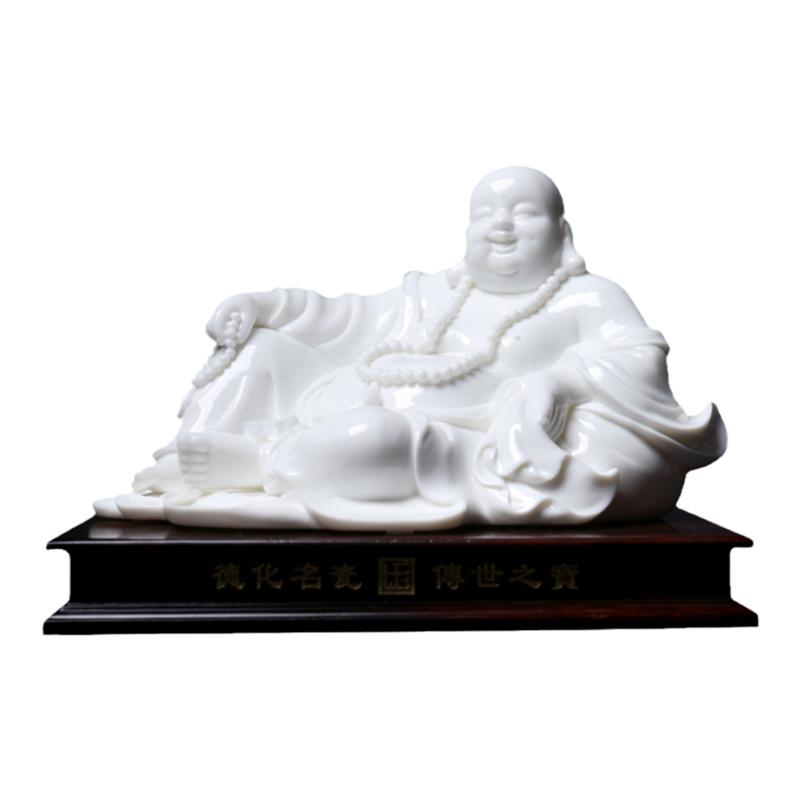戴玉堂陶瓷摆件《自在弥勒佛》德化白瓷刘铭志佛像收藏级家居饰品