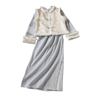 忆南栀独特漂亮新中式旗袍马甲2025新款秋冬套装加绒加厚日常过冬