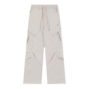 NOONOZ工装裤男秋季新款美式潮牌褶皱口袋裤子街头百搭休闲直筒裤