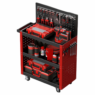 旺邦抽屉式车间汽修车移动零件车多功能手推车维修工具车收纳架子