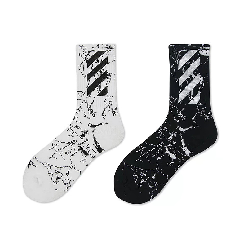off white ow袜子男长袜女中筒ins潮条纹秋冬纯棉欧美百搭运动袜
