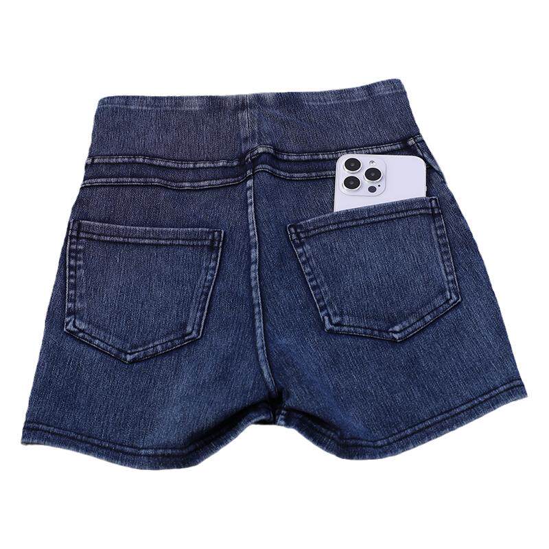 仿牛仔运动短裤女夏季高腰提臀紧身弹力跑步休闲瑜伽健身三分短裤