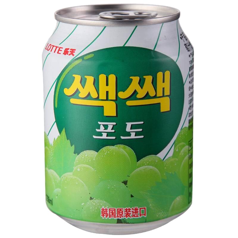 韩国进口lotte乐天葡萄汁饮料238ML*12罐整箱礼盒饮品 官方旗舰店