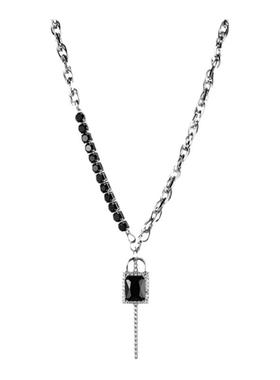 轻奢黑色方形毛衣链女款