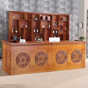 中式饭店收银台酒柜组合烟酒店吧台火锅店柜台茶餐厅接待台前台桌