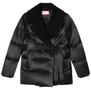 SALT.P可颜鹅绒服泰迪毛大翻领系带复古白鹅绒羽绒服冬季款