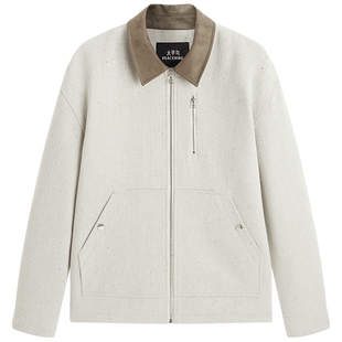 【花纱小香风】太平鸟男装巴恩风夹克新款宽松通勤休闲茄克外套