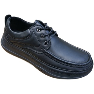 手工外贸男鞋商务休闲鞋男真皮厚底宽头系带皮鞋缝线爸爸鞋英伦风