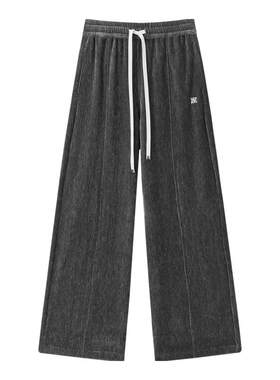 太平鸟高腰直筒阔腿裤26春季宽松显瘦保暖灰色休闲裤裤A1GBE441P