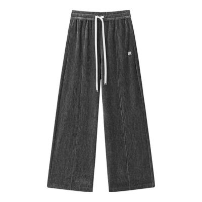 太平鸟高腰直筒阔腿裤26春季宽松显瘦保暖灰色休闲裤裤A1GBE441P