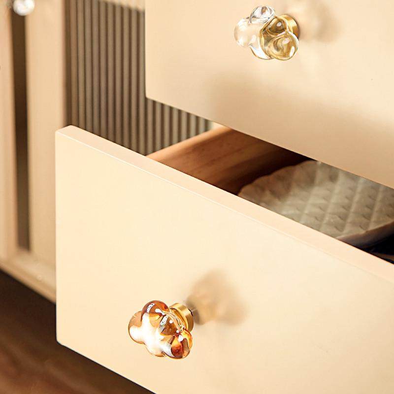 简约黄铜卡通水晶透明拉手橱柜衣柜门轻奢云朵熊雨滴玻璃单孔把手