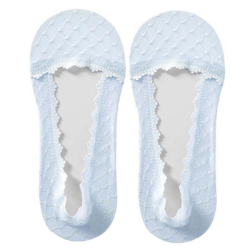 浅口蕾丝边短袜船袜女士防滑不掉跟纯棉毛巾底隐形袜超薄花边夏季